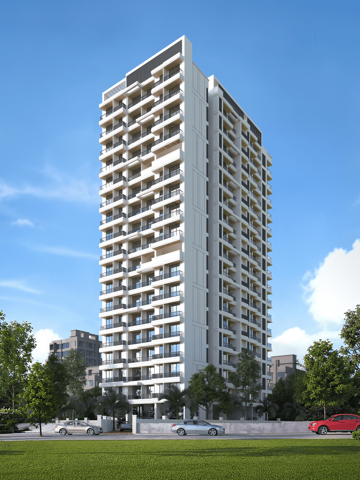 Vedvika G+17 tower exterior view in Dombivli
